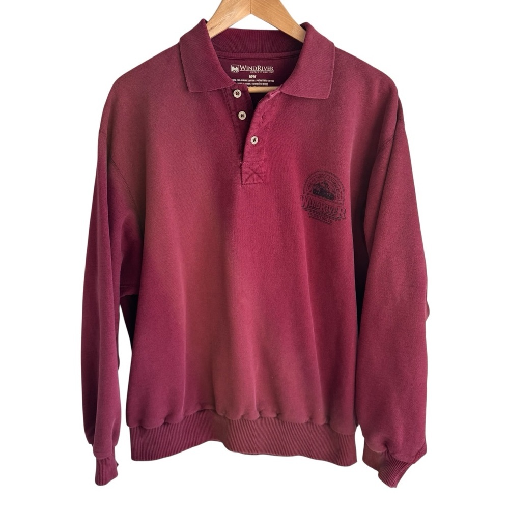 Vintage Cotton Pullover Sweatshirt Sz M Maroon Distressed Worn In Casual GUC